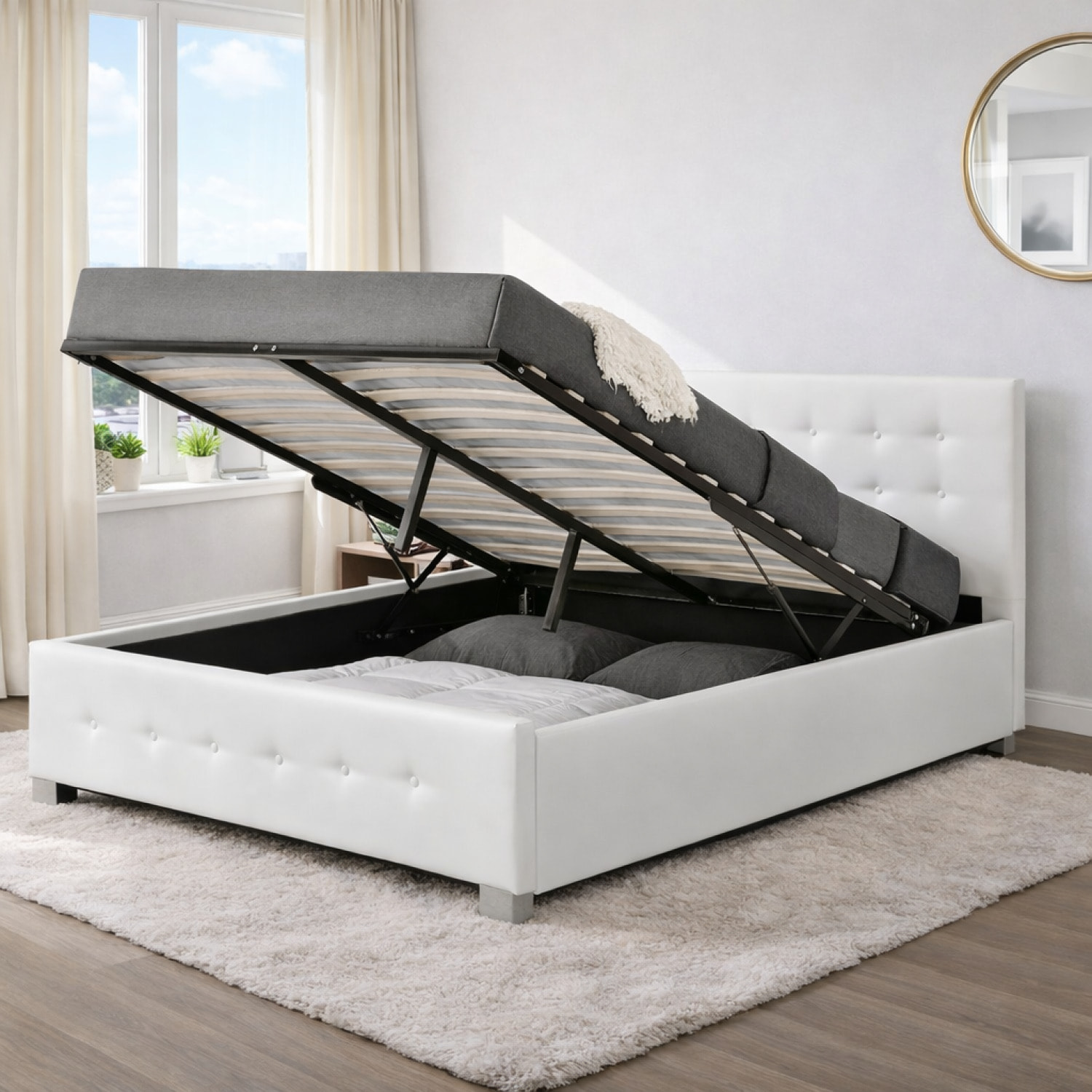 Structure de lit avec coffre 160 x 200 cm blanc BILBAO