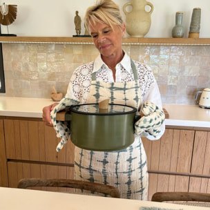 Tablier de cuisine en coton céladon h80cm PAOLO