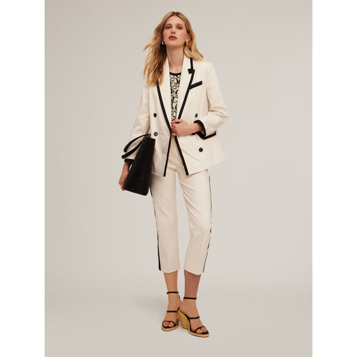 Motivi - Blazer cruzado con cenefas - Blanco