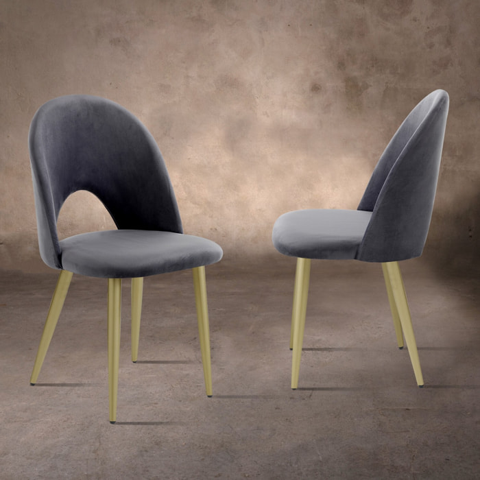 Tomasucci Set de 4 Chaises NAIL GRIS / OR