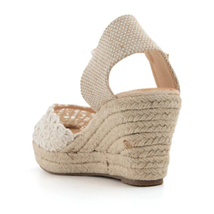Espadrillas ricamata con zeppa - BEIGE