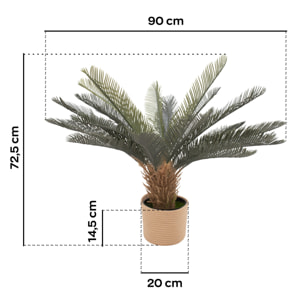 Cycas 85 - Pianta Artificiale Decorativa Tropicale Cycas H85 cm per Interno Esterno con Vaso Beige