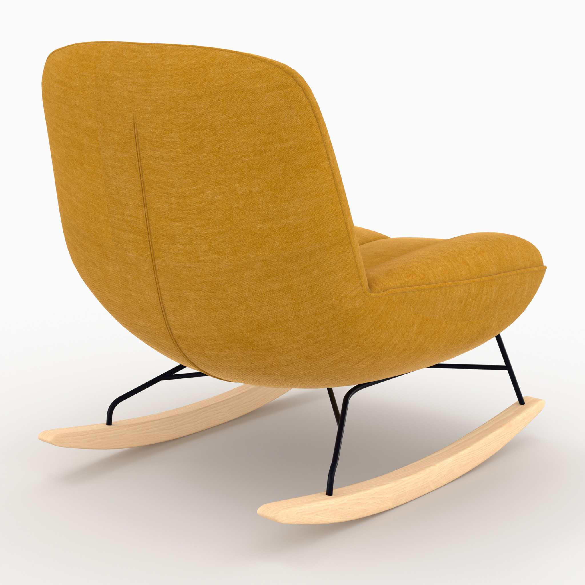 Rocking chair en tissu effet velours jaune moutarde  - Alvin