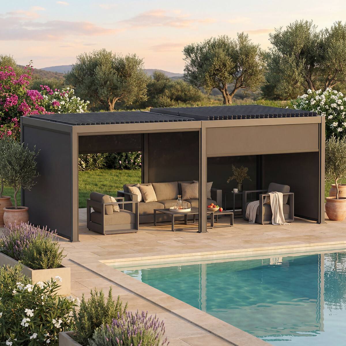 Store pour pergola Evonis 3m gris graphite