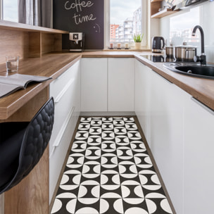 Alfombra de vinilo Eclipse 50x140 cm - PVC antideslizante, vinilica para cocina o salón, lavable, estilo geométrico