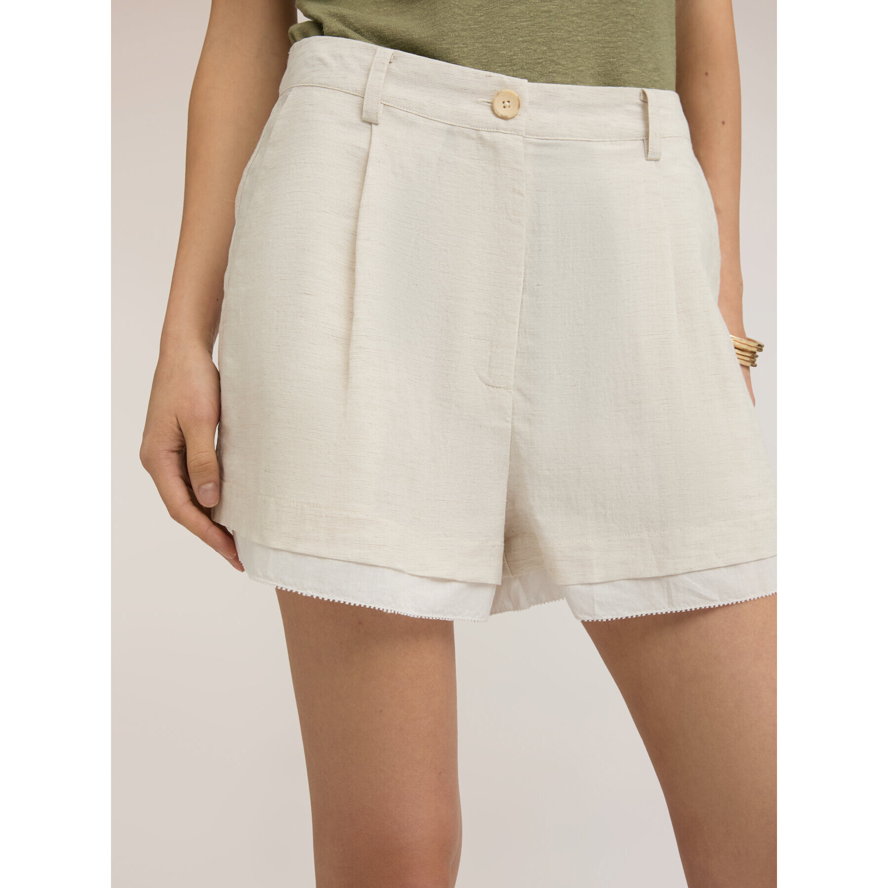 Motivi - Pantalones cropped de mezcla de lino - Blanco