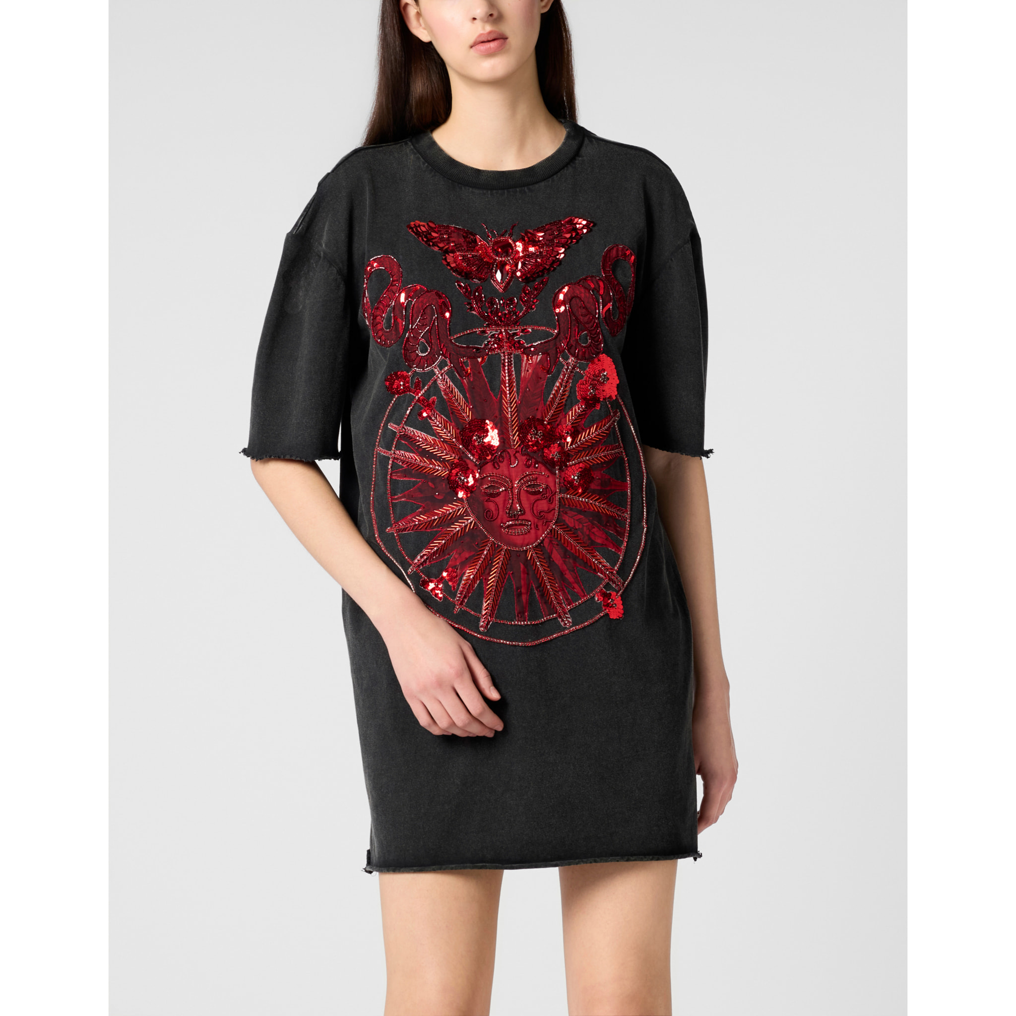 PHILIPP PLEIN Open Back T-Shirt Dress Butterfly Tattoo