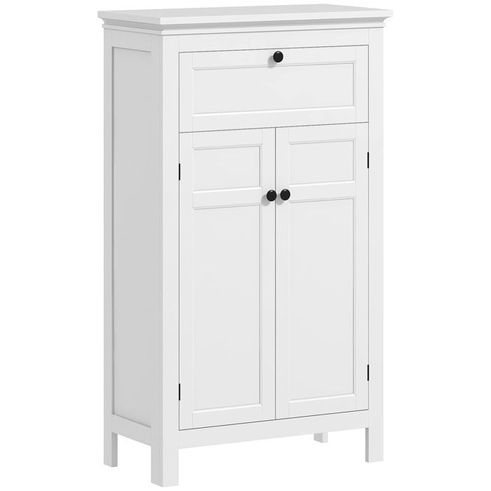 Mueble de Baño Columna de Baño con Cajón 2 Puertas y Estantes Ajustables Armario de Baño Moderno 60x30x102,5 cm Blanco