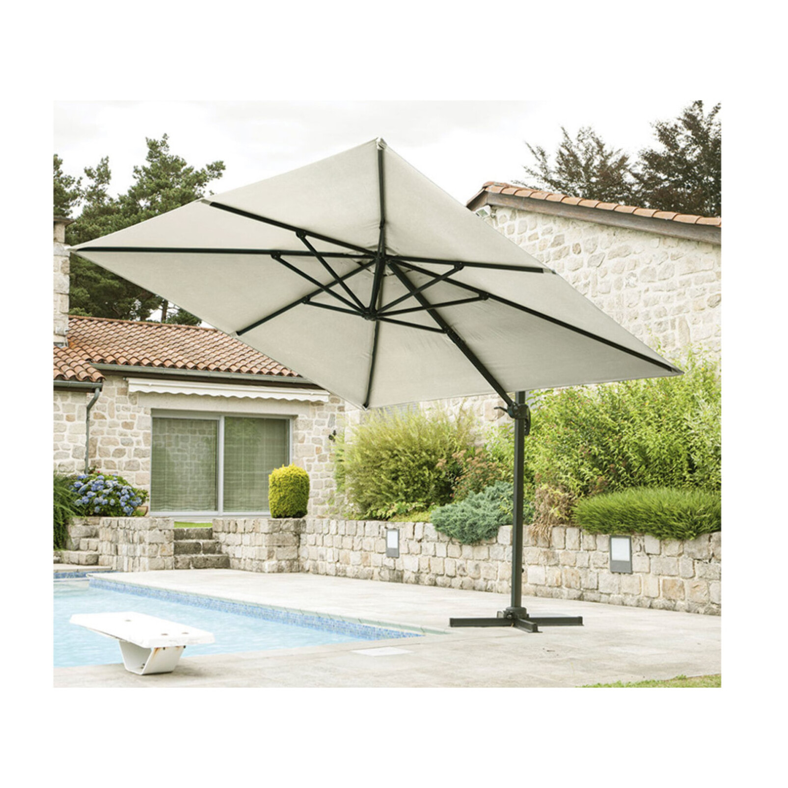 SUNKING - Parasol déporté 3x3m - Lin