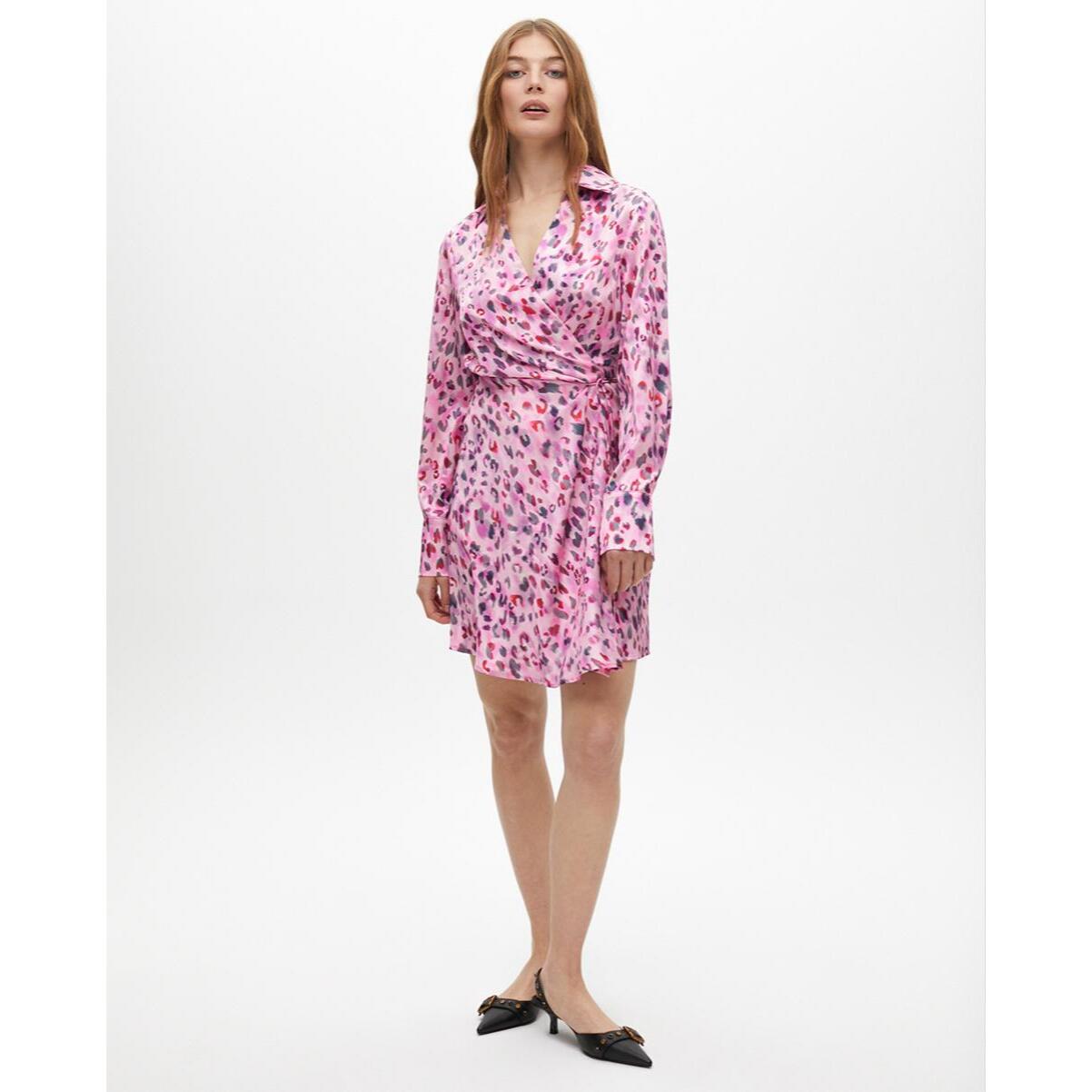 Vestito corto annodato con stampa animalier