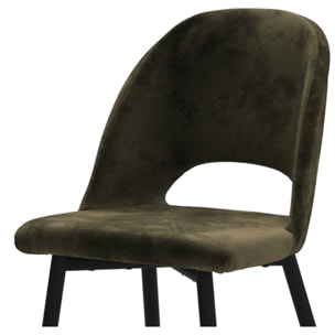 Lot de 2 chaises en velours vert et pieds en métal noir - Pénélope