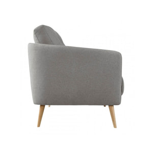 Fauteuil en tissu gris capitonné avec piètement en bois massif - SIENNA