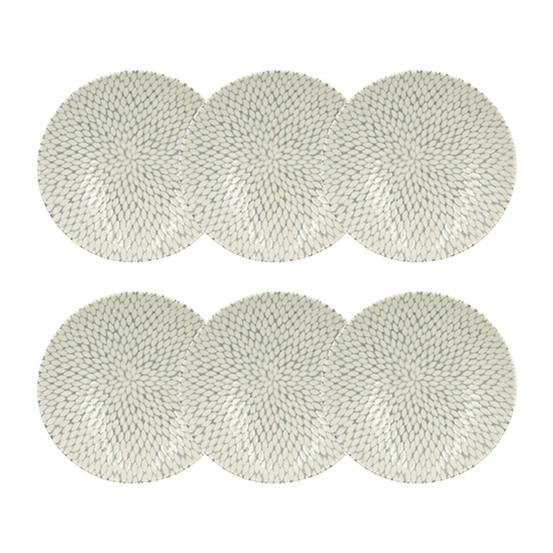 Lot de 6 assiettes creuses à motif en porcelaine 21cm JASMIN