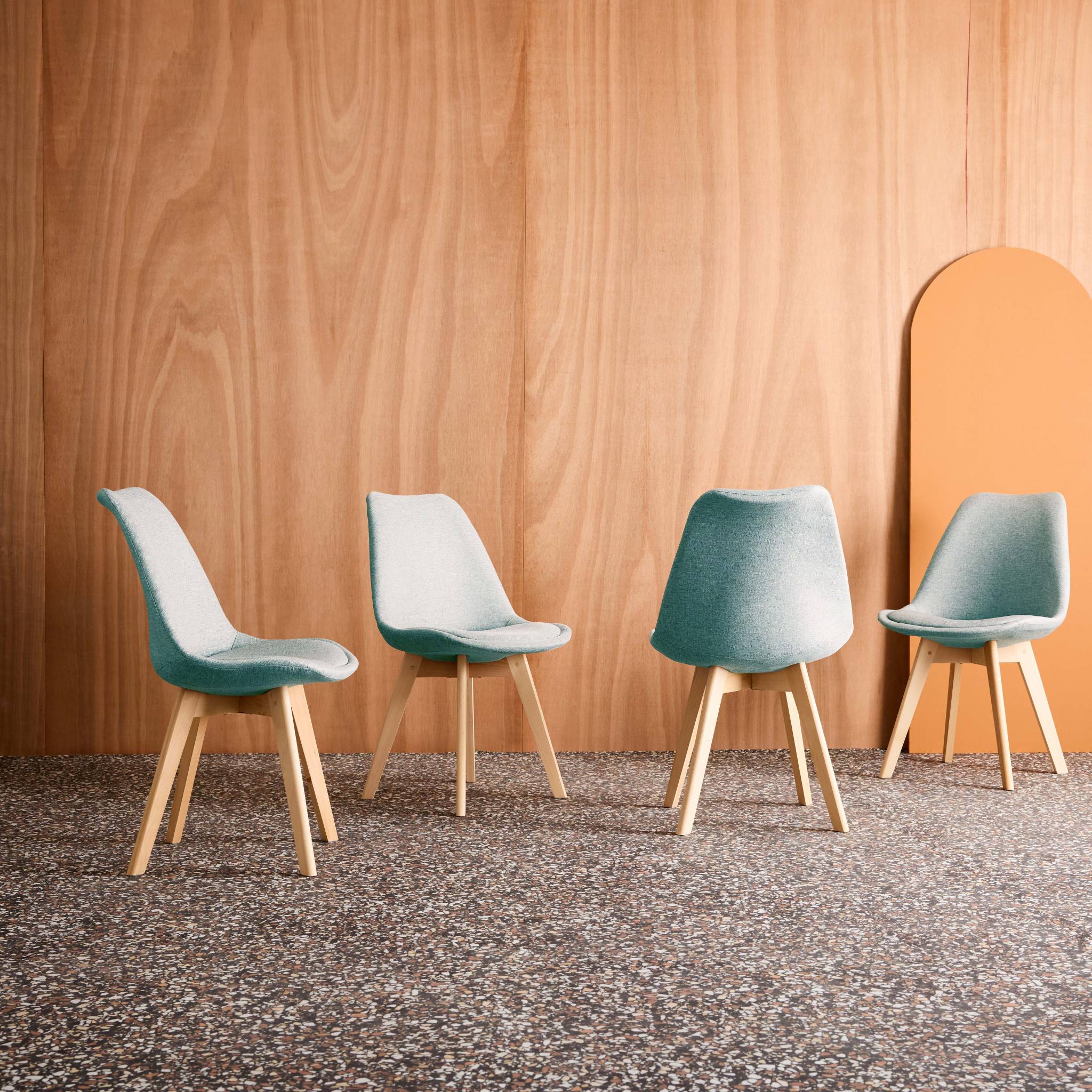 Chaise scandinave bois de hêtre et tissu (lot de 4) NILS