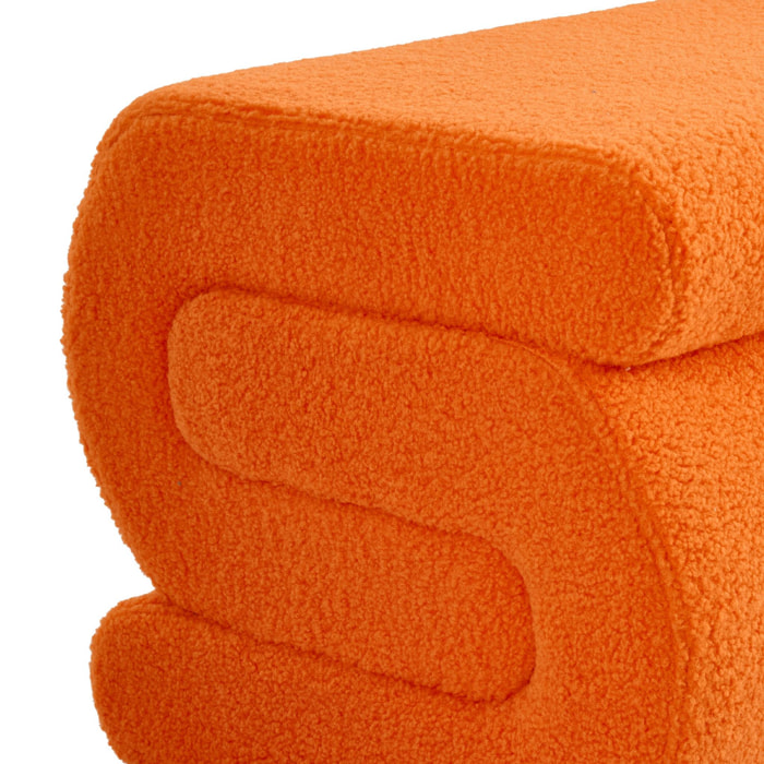 Banc design revêtement bouclette orange 1 place L 43 x P 47 x H 44cm - Sasha