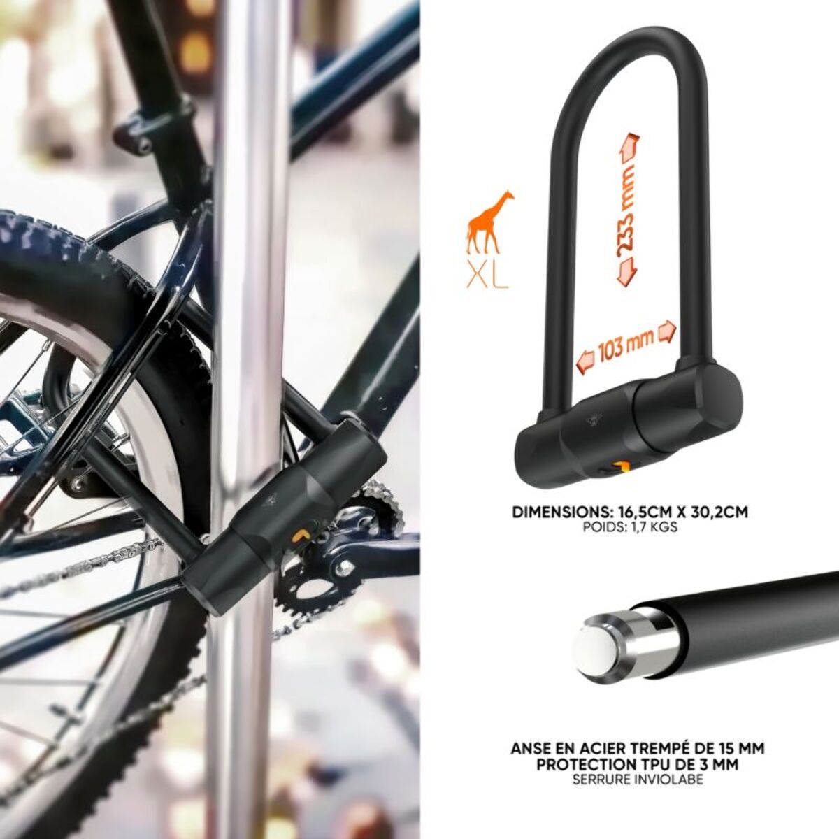 Antivol CASR Antivol U Fub 2 roues Noir