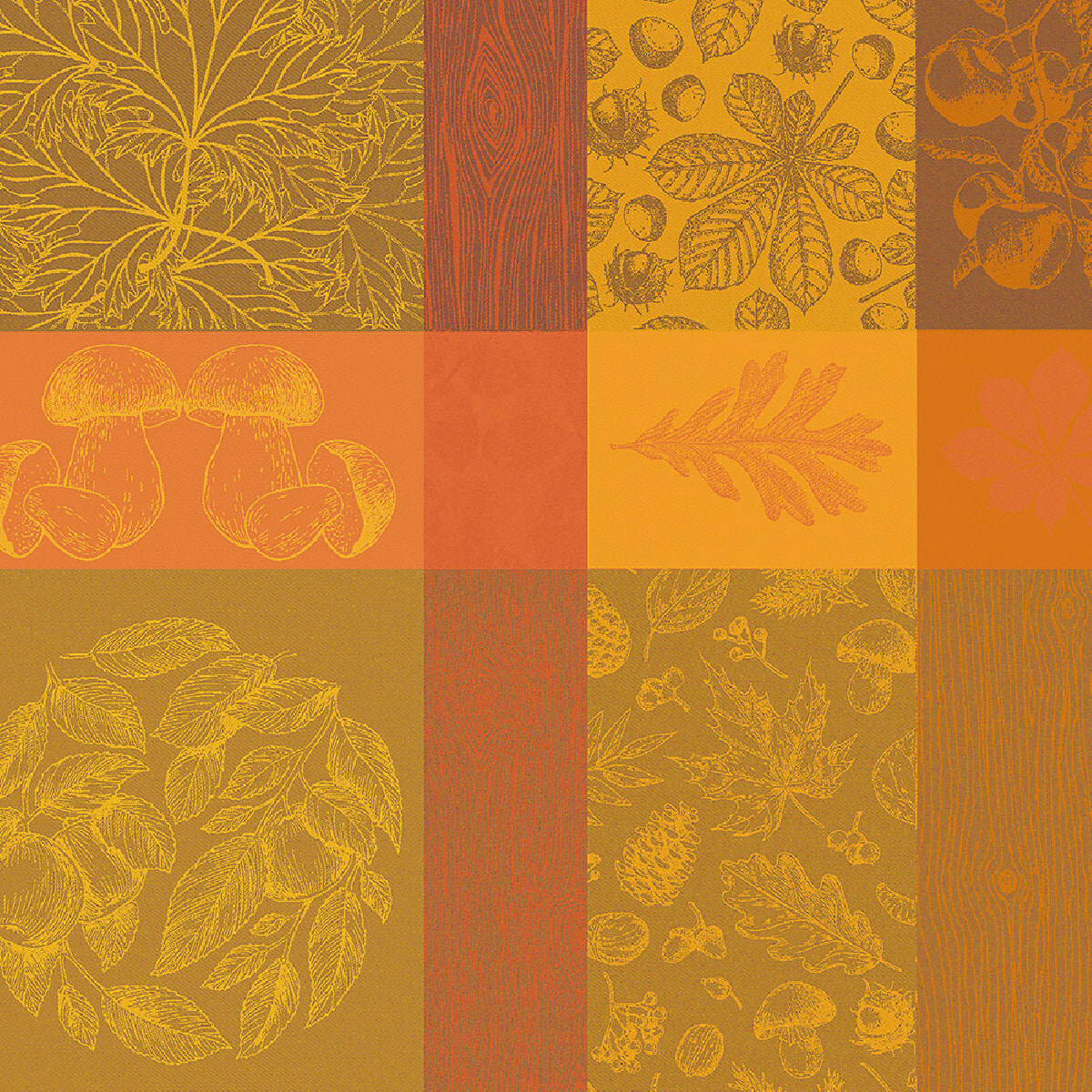Serviette pur coton motif jacquard orange Mille bois d'automne potiron