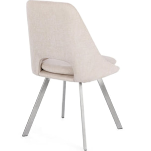 Set di sedie KASHAR in tessuto beige e gambe acciaio