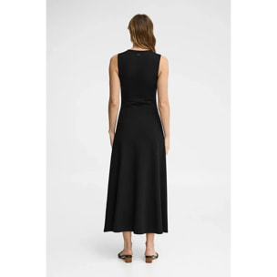 Vestito blu marino smanicato con scollo a V e logo Polo Club