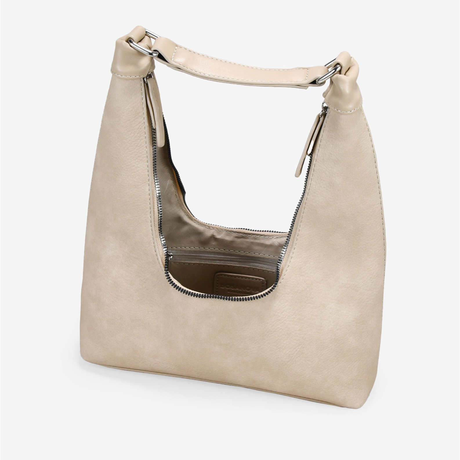 Bolso de hombro arena con cremallera