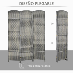 Biombo Plegable de 3 Paneles 135x180 cm Biombo Separador de Ambientes Pantalla de Privacidad de Polipropileno para Oficina Dormitorio Gris Mixto