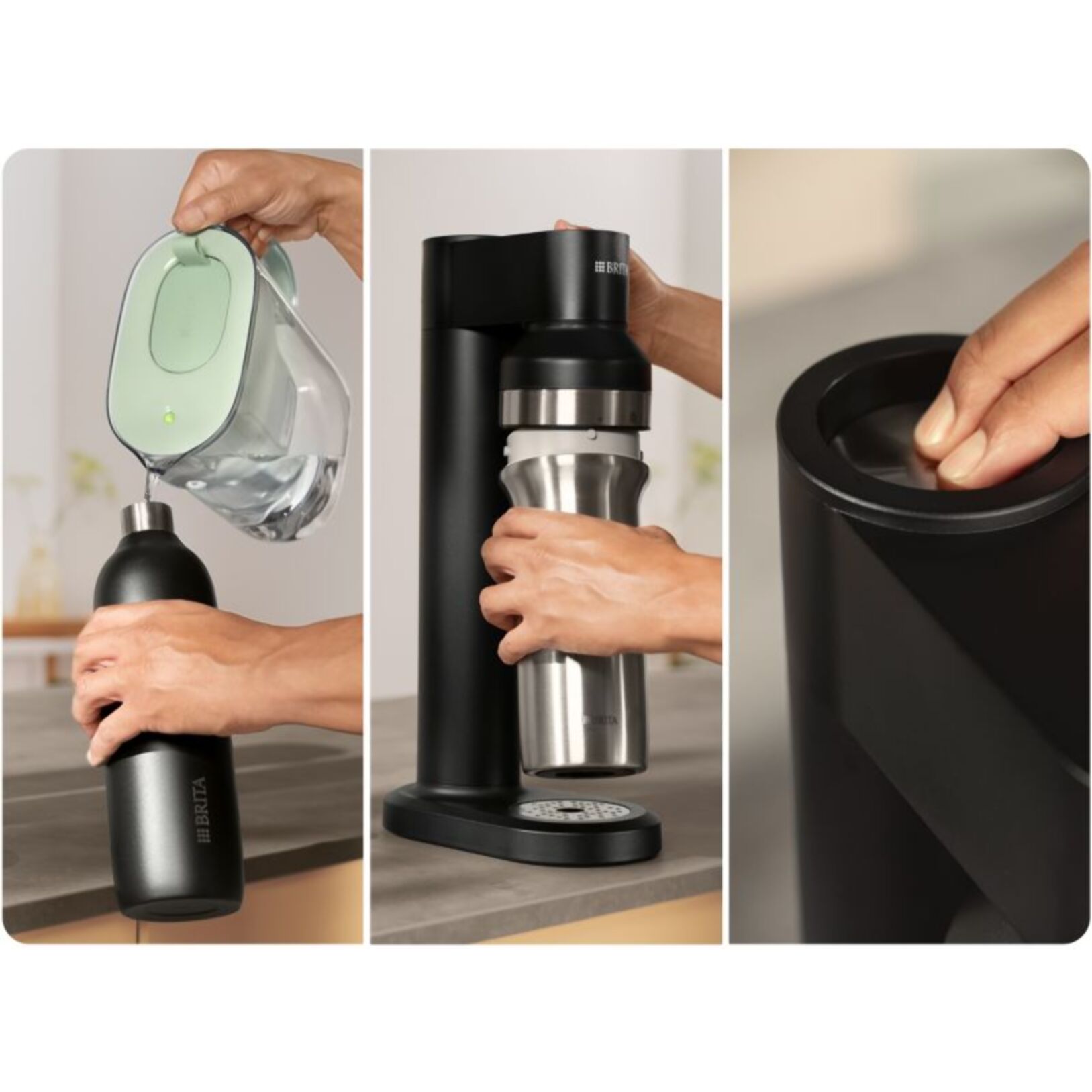 Bouteille BRITA isotherme noire sodaTRIO 1L