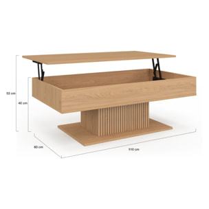 Table basse Tania relevable bois pieds lattes