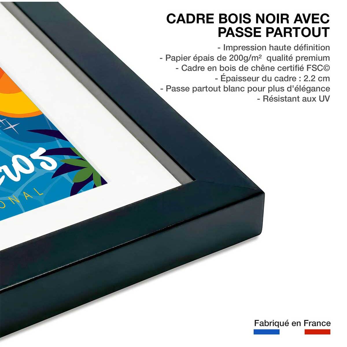 Poster de baignade à port cros Affiche sous cadre noir