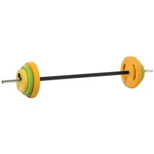 Barra de Pesas Set de Musculación con 6 Discos de Pesos 1,5kg 2,5kg 5 kg Intercambiables para Entrenamiento Fuerza y Brazos en Gimnasio Doméstico 130x28x28 cm Multicolor