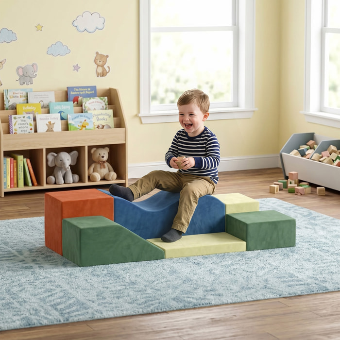 AIYAPLAY Juego de 6 Bloques de Espuma para Niños, Bloques de Psicomotricidad Infantil con Base Antideslizante, Set de Escalada Suave Interior para Escalar y Gatear, +1 Años