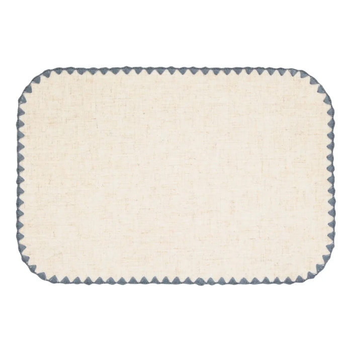 Set de table effet lin Sandrine 45x30cm bleu