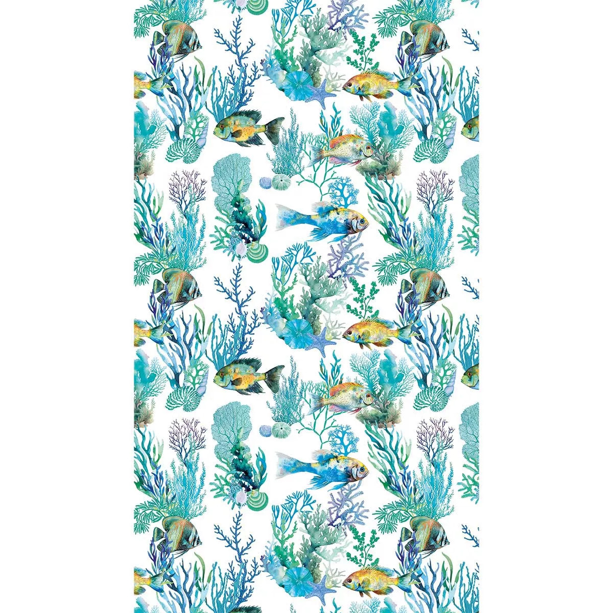 Fouta pur coton 350 g/m² imprimé bleu canard Naia blanc bleu