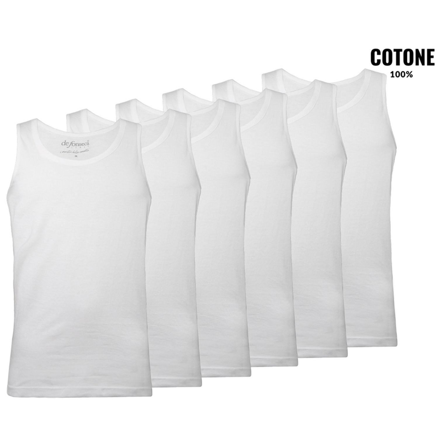 6 Canotte Uomo De Fonseca 100% Cotone Pettinato Art. DC31