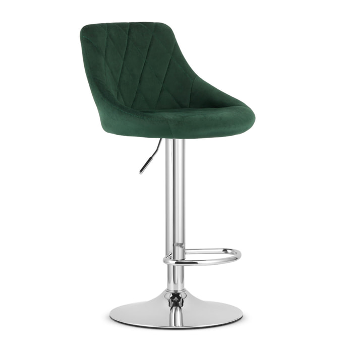 Sgabello da bar KAST in velluto verde con base cromata