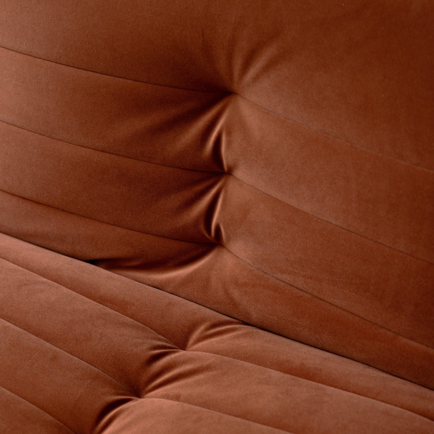 Canapé convertible 3 places en velours terracotta ANATOLE