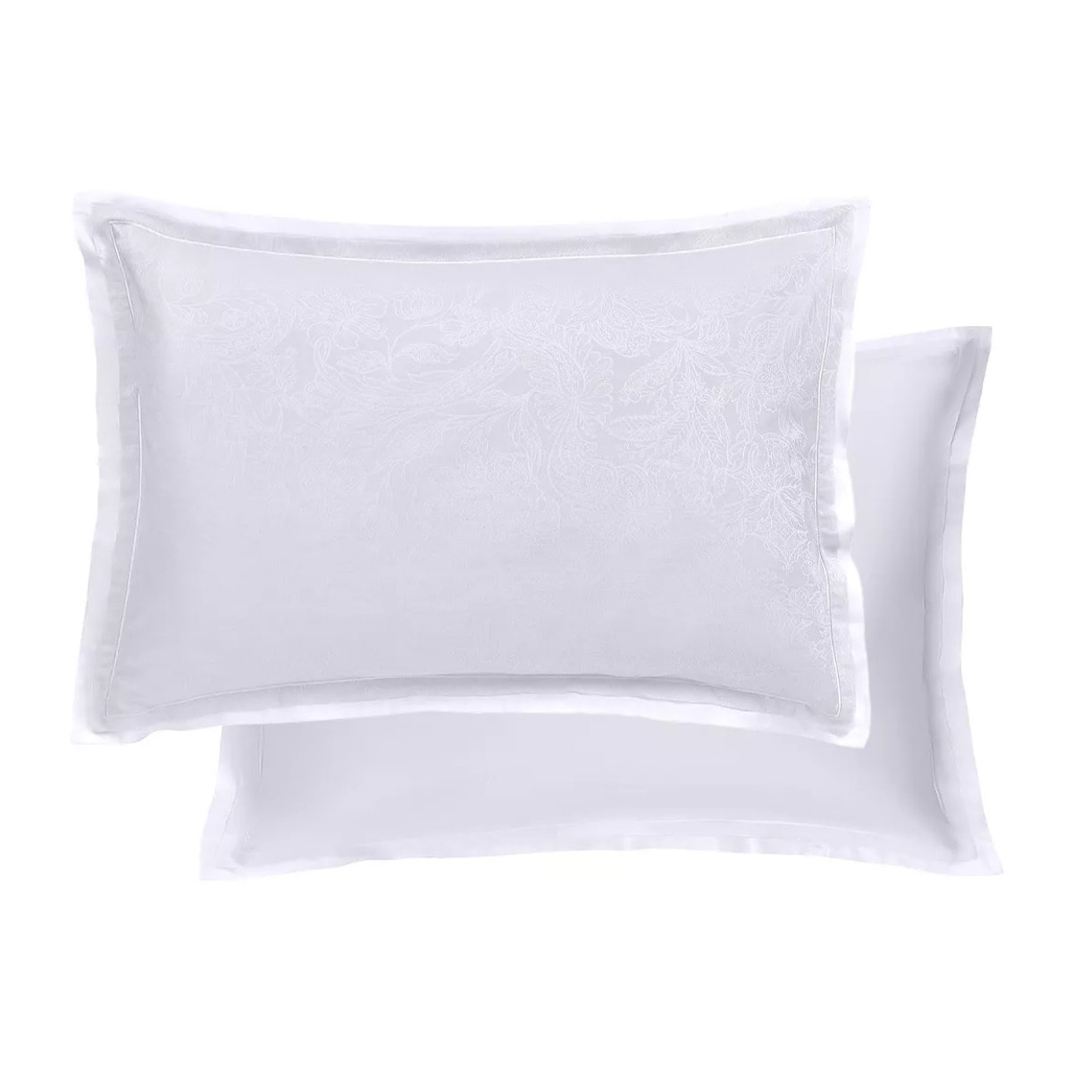 Taie d'oreiller satin de coton motif jacquard blanc Alexandria diamant