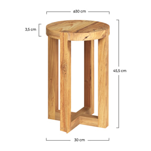 Tabouret rond Noé en bois de teck recyclé H45,5 cm