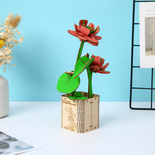 Maqueta de Madera 3D, diseño de Loto. 107 piezas.