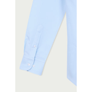 Camicia Uomo 1 Bottone Francese Slim Cotone Unito Celeste