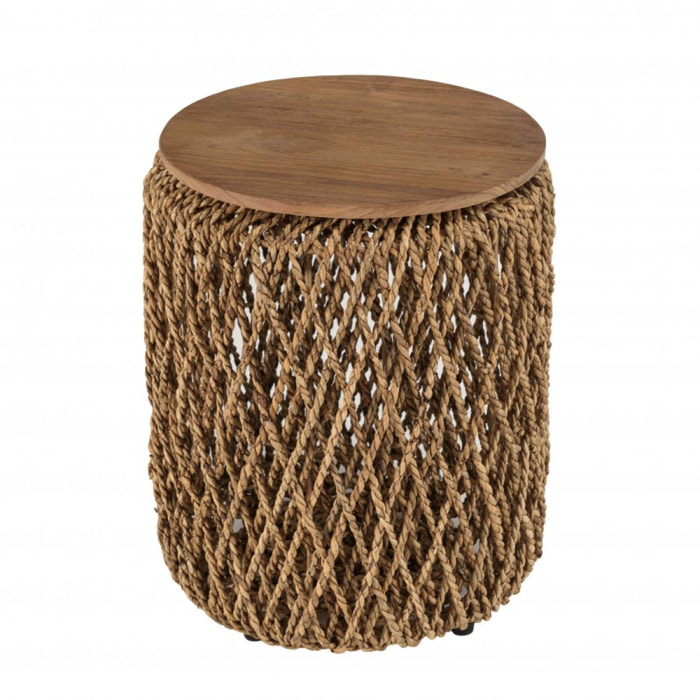 ALIDA - Table d'appoint ronde 40x40cm en tissage de fibre de cocotier