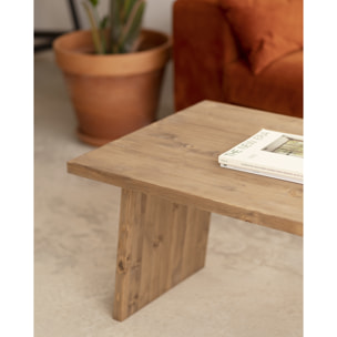 Table basse en bois massif ton chêne foncé 120x60cm Hauteur: 45 Longueur: 120 Largeur: 60