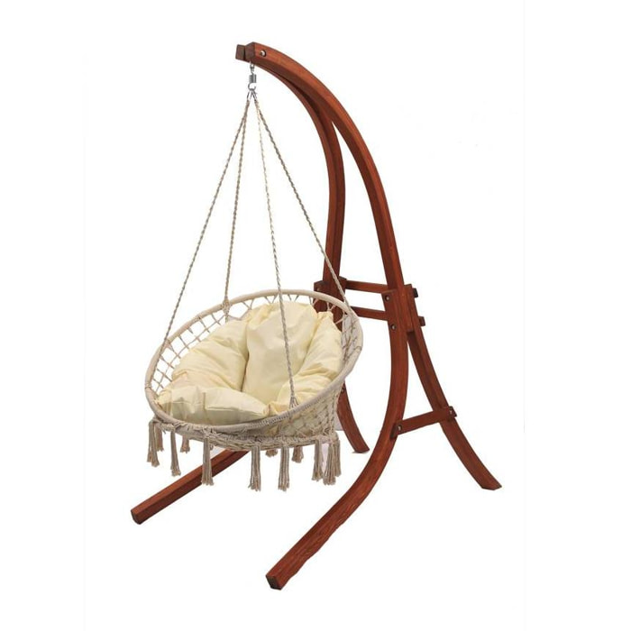 Hamac bois suspendu avec fauteuil ''Canaries'' - Ecru