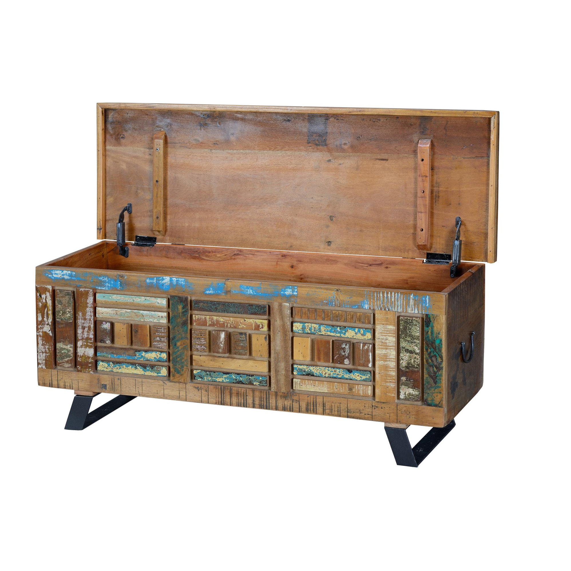 Baúle de Madera Reciclada 116 Cm Estilo Vintage Industrial