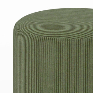 Pouf Lily rond en velours côtelé vert