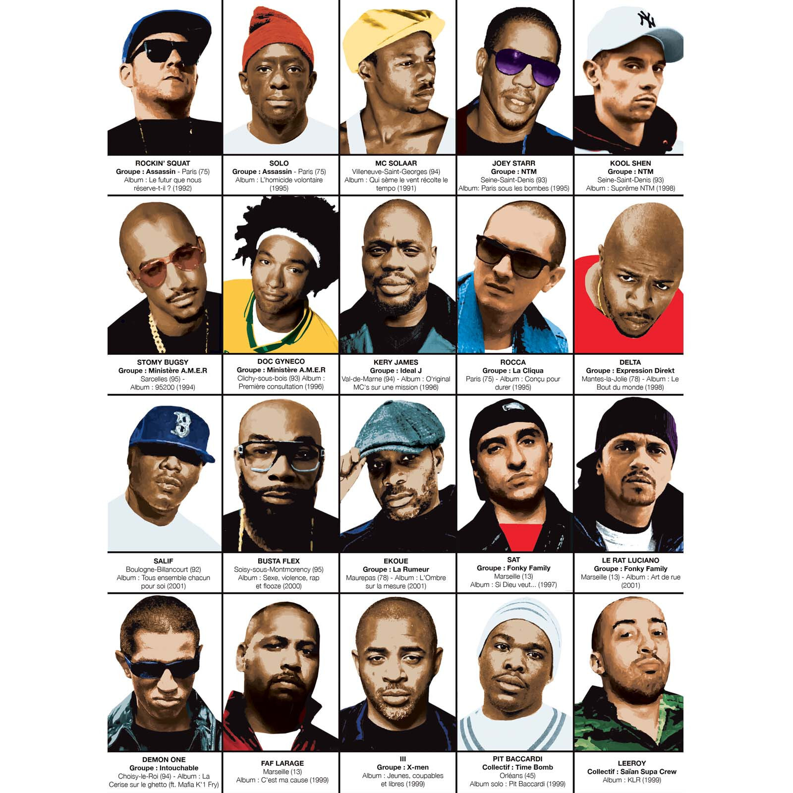 Affiche - Les légendes du rap français - Olivier Bourdereau