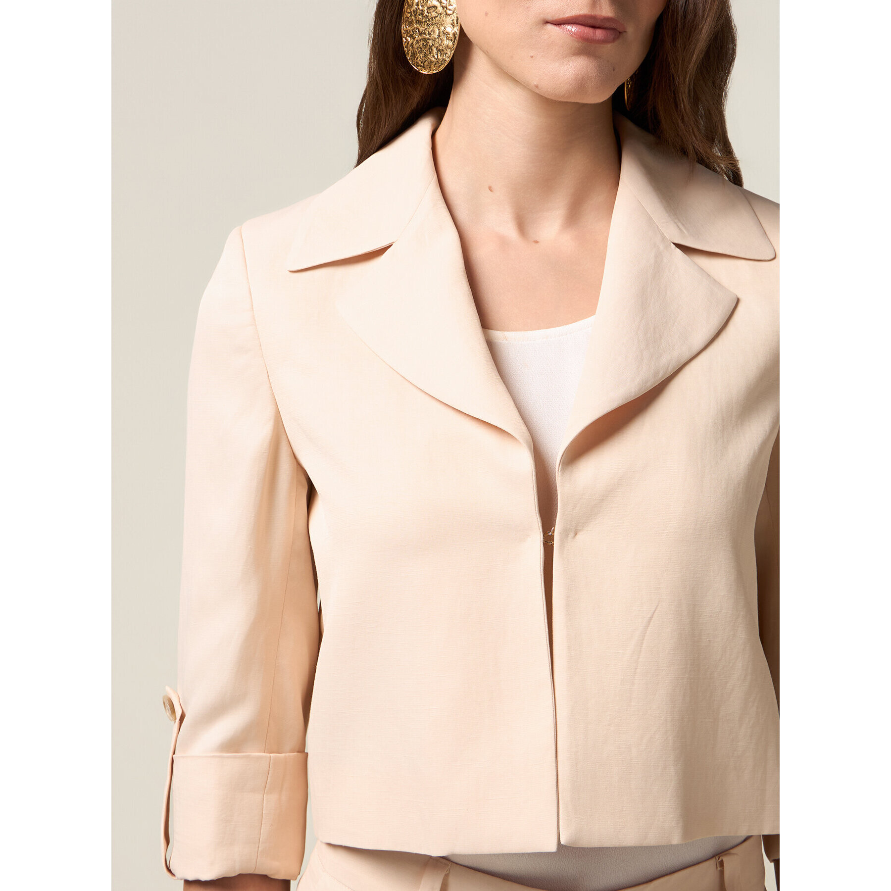 Oltre - Giacca cropped misto lino - Rosa