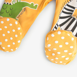 Pelele recién nacido, algodón estampado, mangas largas