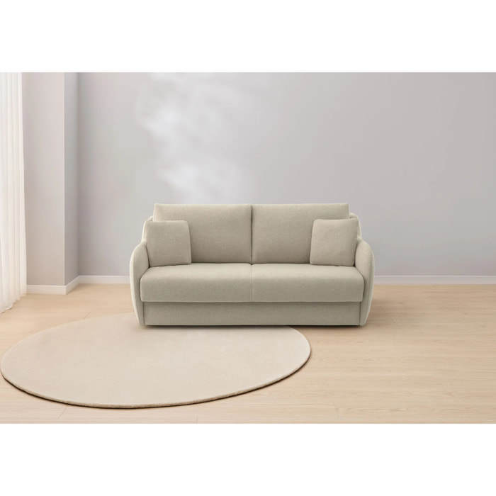 Sofá Cama Basic - Apertura Estilo Italiano - Colchón Matrimonio 140x195 - Tejido Anti-Manchas - 2 Cojines Función Almohada incluídos - 5 Años de Garantía