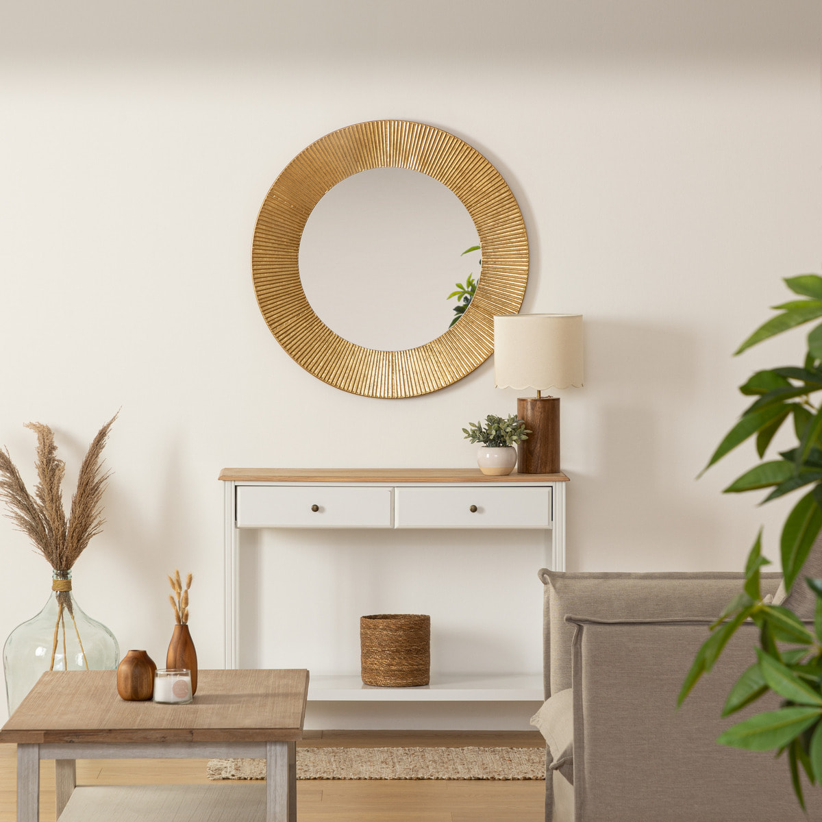 Miroir "Milda" - métal - doré - D90 cm