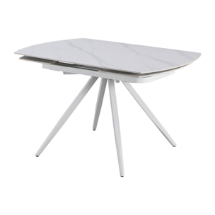 Tavolo Florida Bianco C/Venature/Gambe Bianche